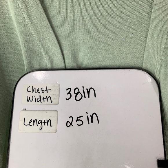 Anne Klein Open Front Cardigan Women PL Green Viscose Blend Ribbed Trim Classic - Picture 5 of 5